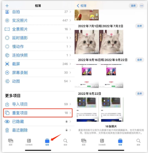 德昌苹果手机维修分享iOS 16 中相册重复项目功能使用方法 